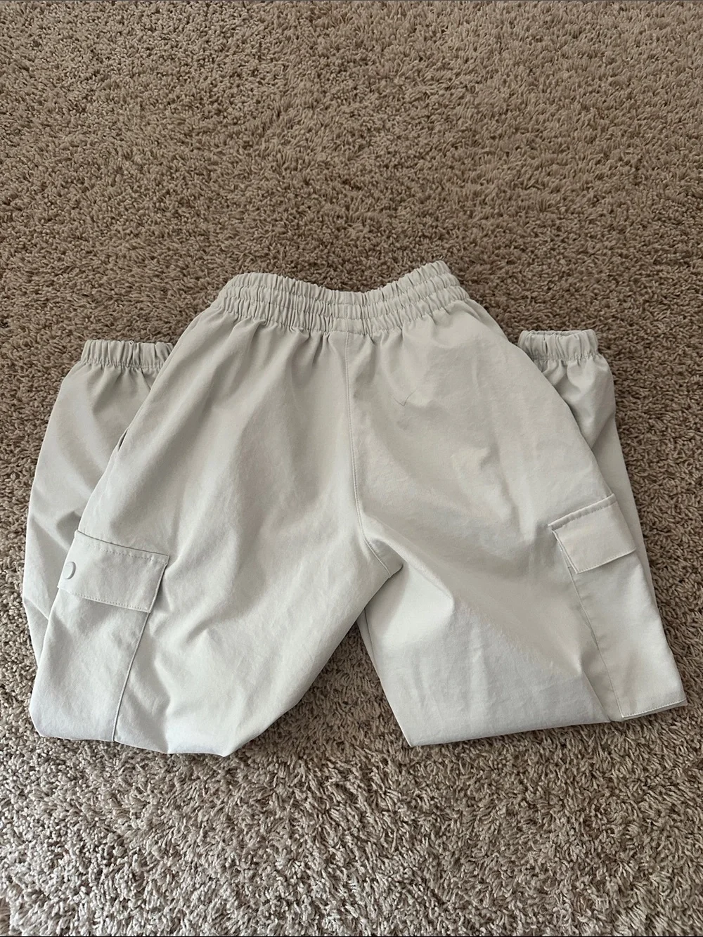 Nike Kids Light Gray Cargo Joggers with Elastic Cuffs